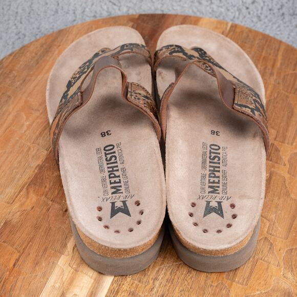 Mephisto Womens Bronze Gold Metallic Toe Thong Leather Sandals Sz 38 /US 8 - Picture 5 of 8